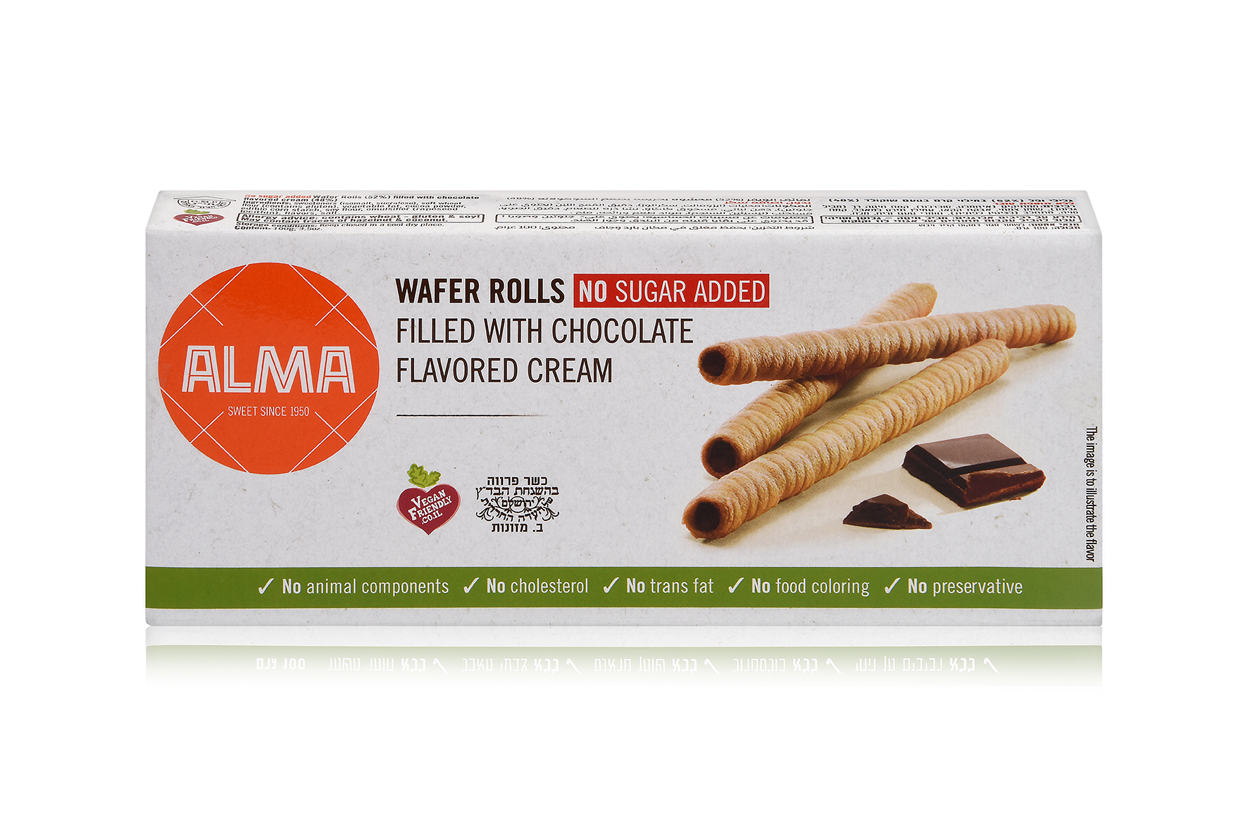 No sugar added chocolate wafer rolls