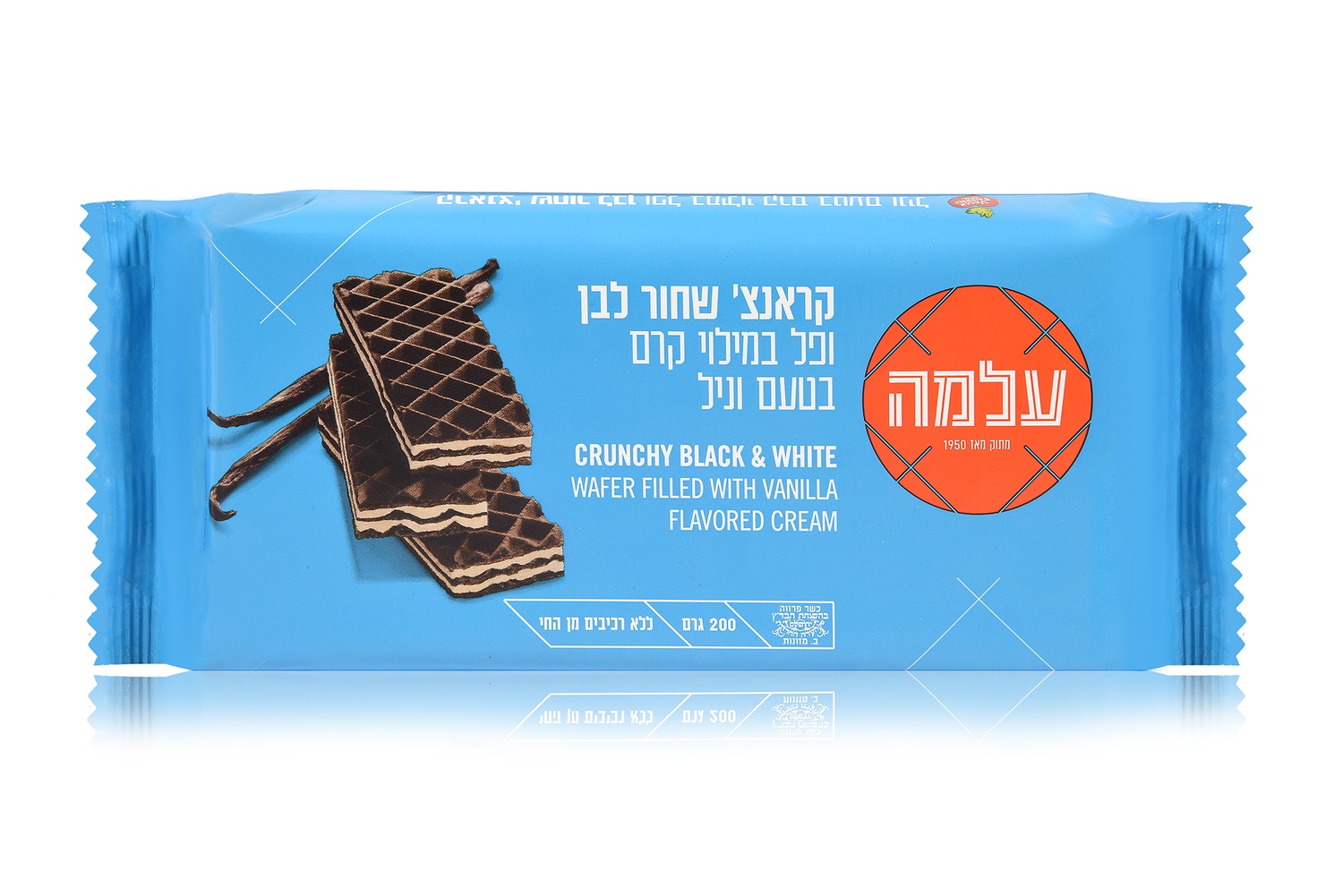 Crunchy wafer filled with vanilla flavored cream